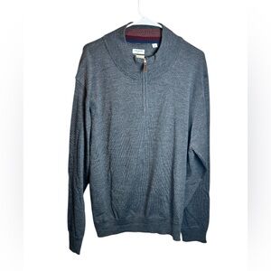 TomJames 100% Merino Wool Gray Quarter Zip Sweater Size 2XL